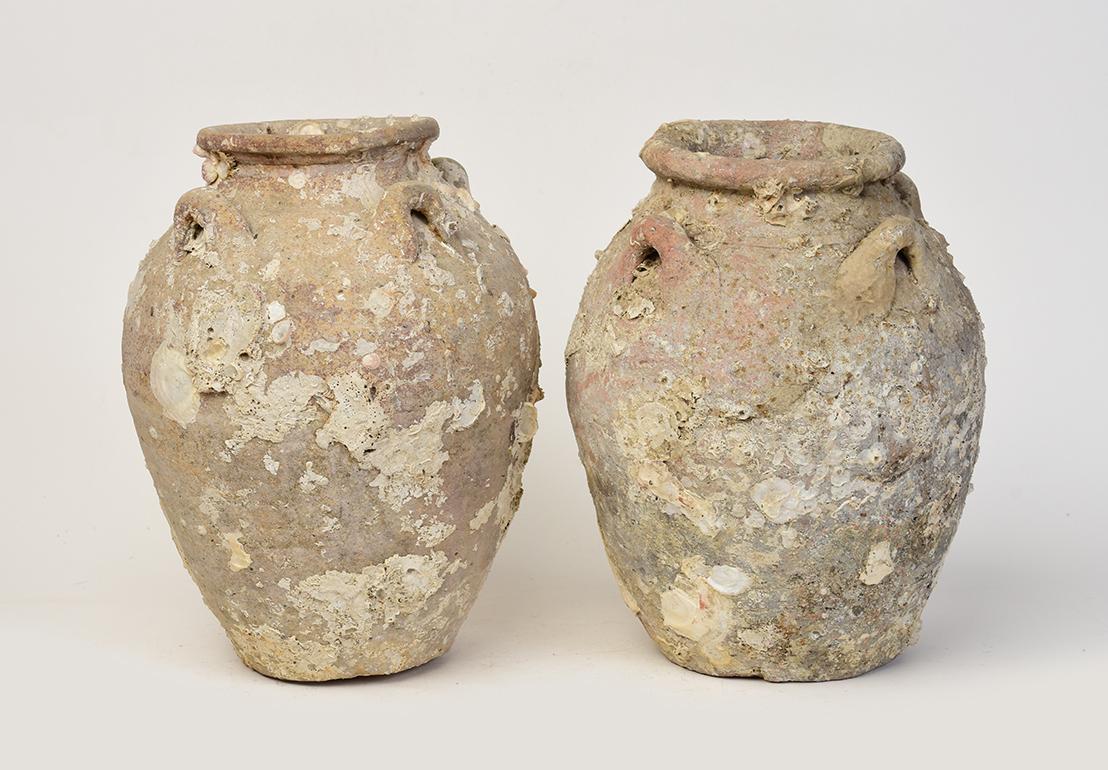 14th-16th Century, Sukhothai, A Pair of Antique Thai Pottery Jars from Shipwreck For Sale 3