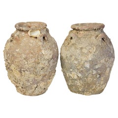 Paire de pots en poterie thaïlandaise anciens provenant d'un naufrage, 14e-16e siècle, Sukhothaï