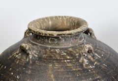 14th-16th Century, A Pair of Antique Sukhothai Pottery Brown Glazed Jars