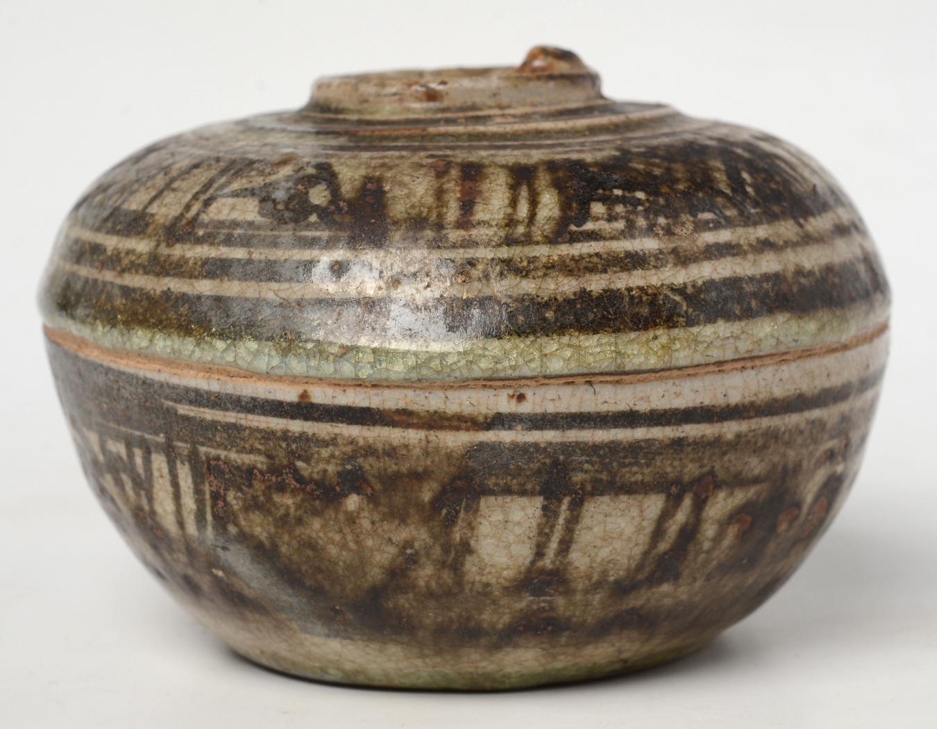 18th Century and Earlier 14th - 16th Century, Antique Thai Sukhothai Ceramic Covered Bowl in Fruit Shape For Sale