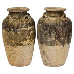 14th-16th Century, Sukhothai, A Pair of Antique Sukhothai Pottery Jars