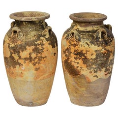 14th-16th Century, Sukhothai, A Pair of Antique Sukhothai Pottery Jars