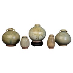 14th-16th Century, Sukhothai, Set of Antique Sukhothai Pottery Bottles