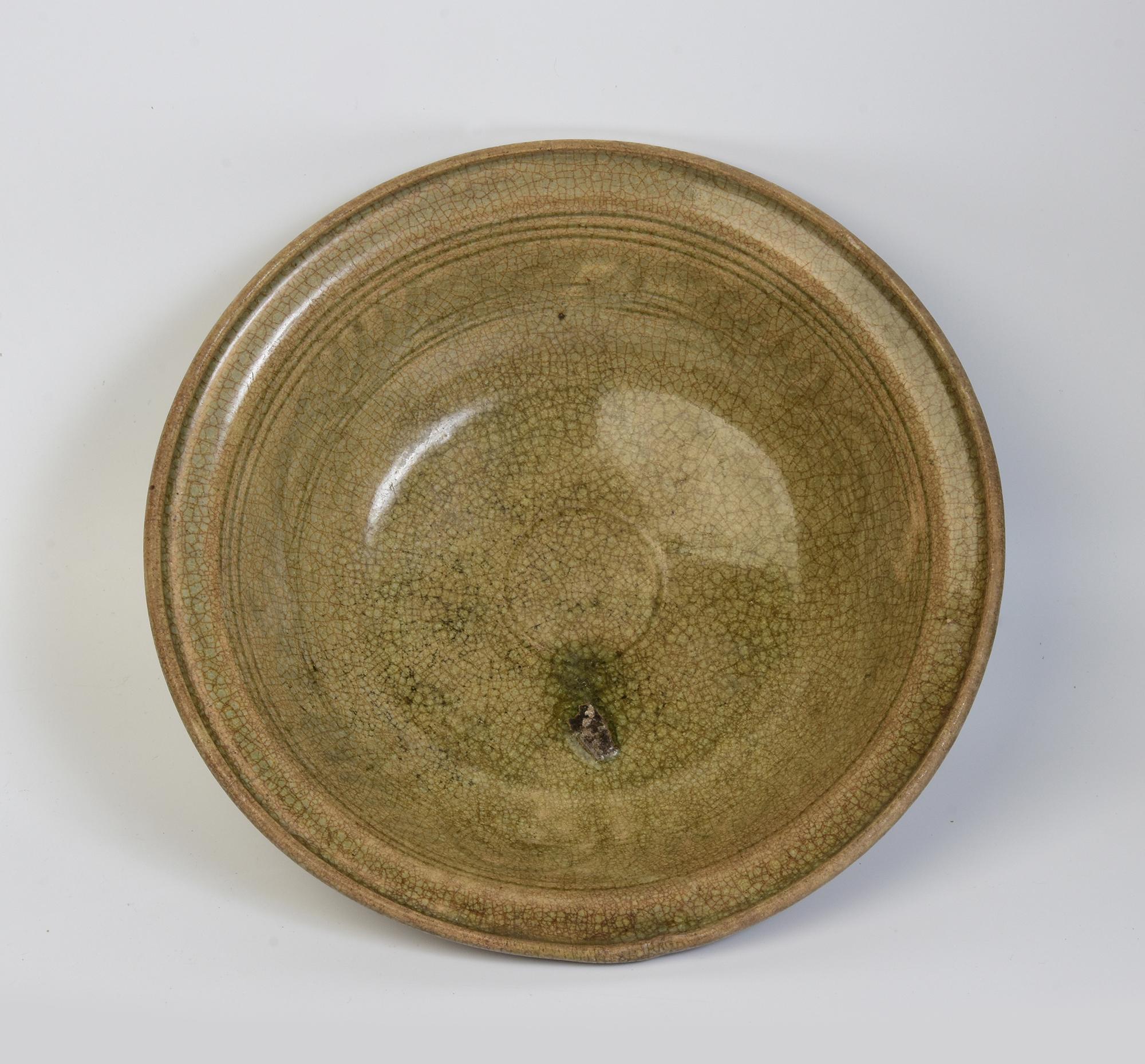 14th - 16th Century, Sukhothai, Antique Sukhothai Thai Celadon Glazed Dish 5