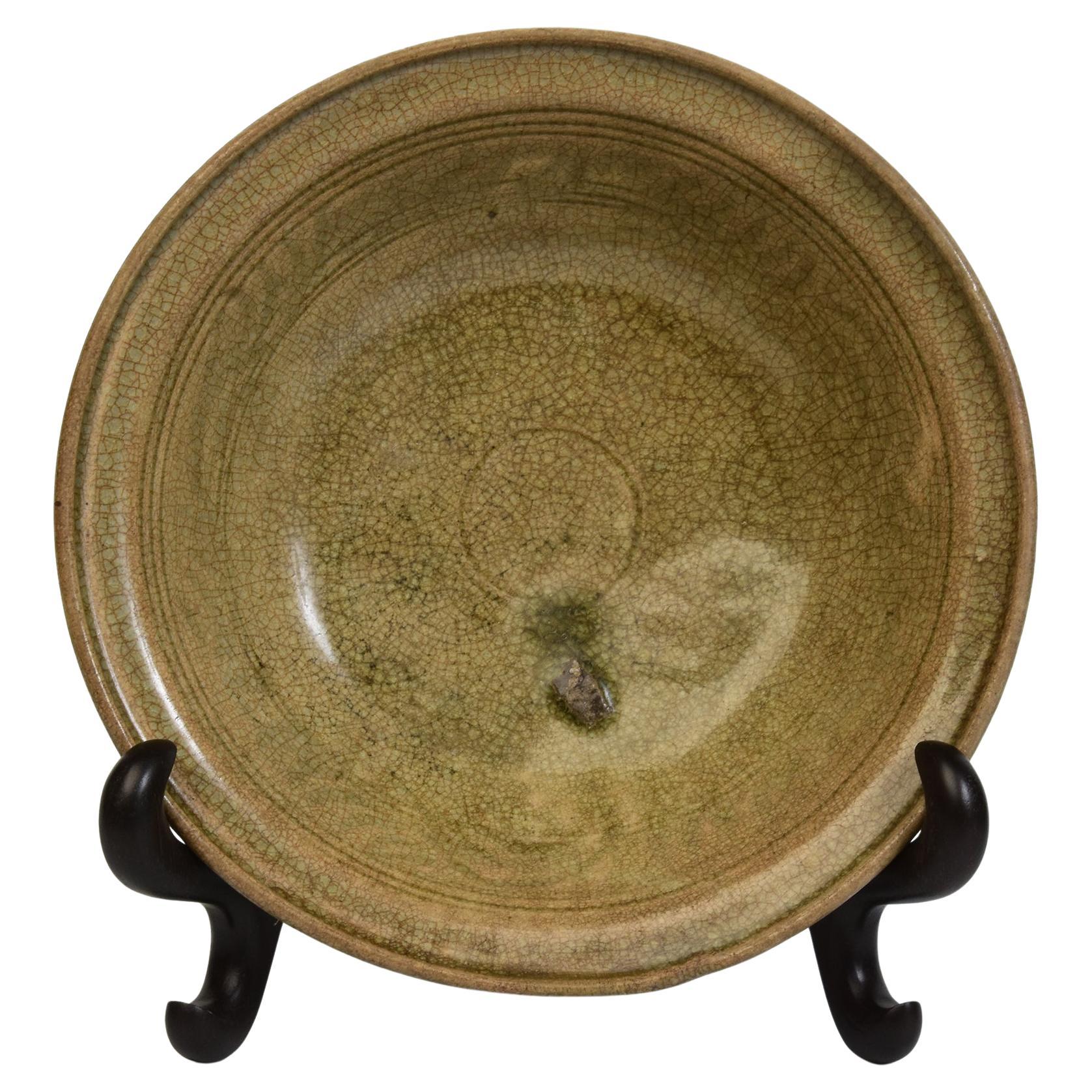 14th - 16th Century, Sukhothai, Antique Sukhothai Thai Celadon Glazed Dish