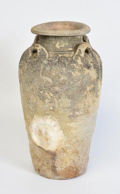 14th-16th Century, Sukhothai, Antique Thai Pottery Jar with Shell from Shipwreck