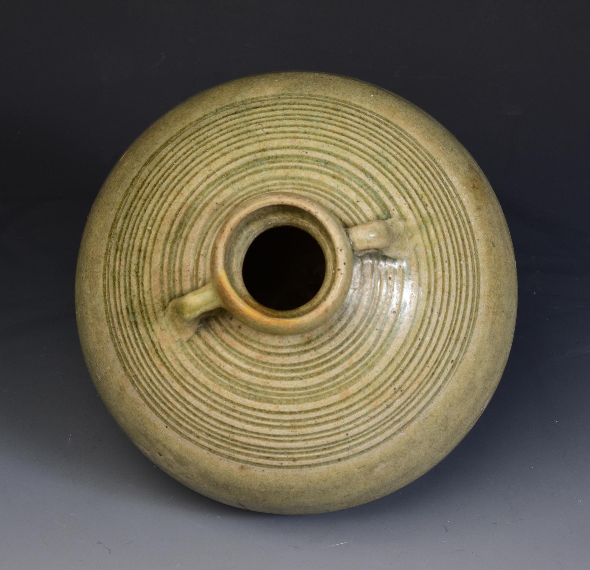 14th-16th Century, Antique Thai Sukhothai Celadon Glazed Pottery Bottle 9