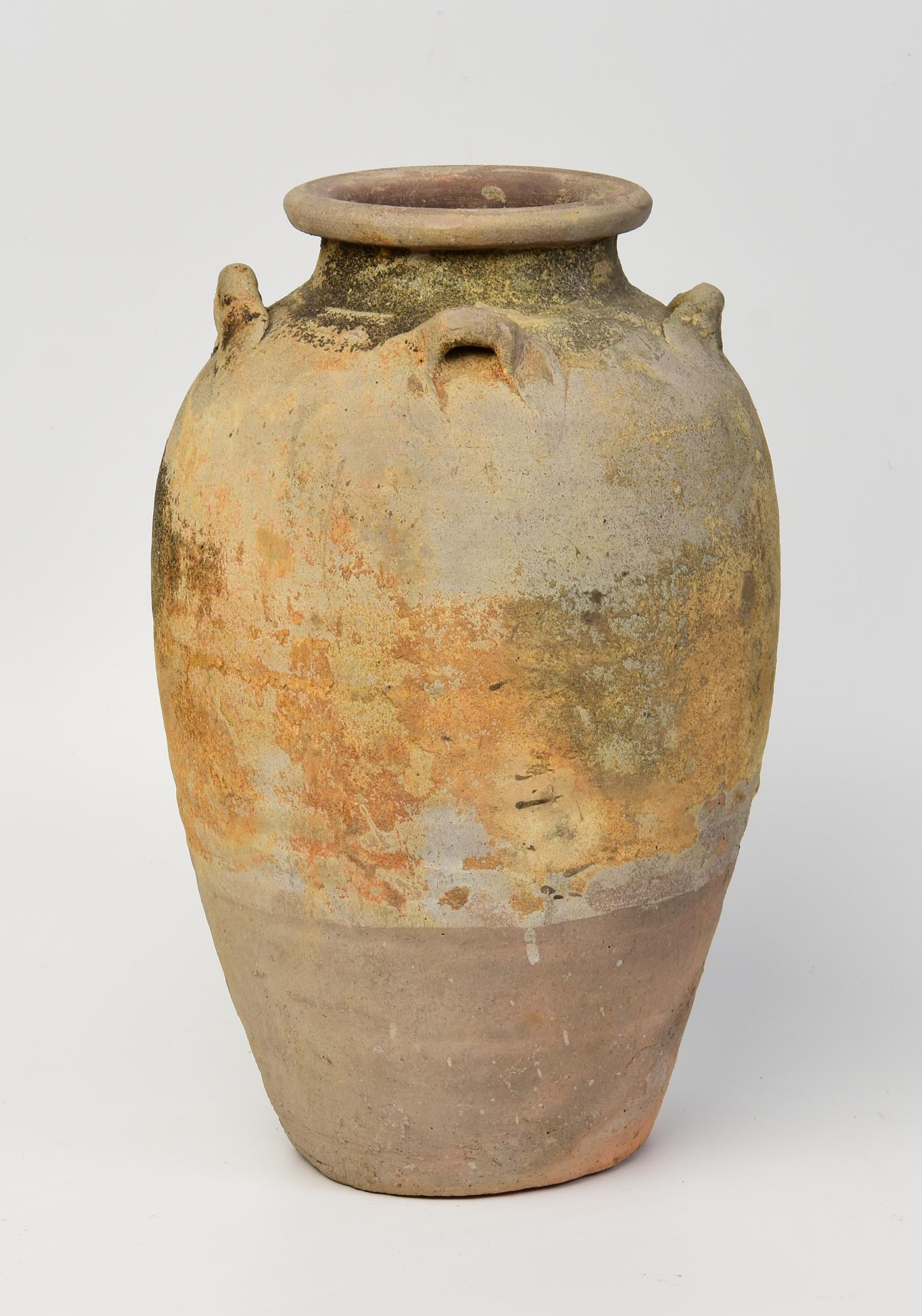 18th Century and Earlier 14th-16th Century, Sukhothai, Antique Thai Sukhothai Pottery Jar For Sale