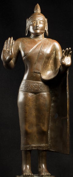 14th-16thC Large Cast Bronze Indian Bronze Buddha. Large Nagapattinam Style
