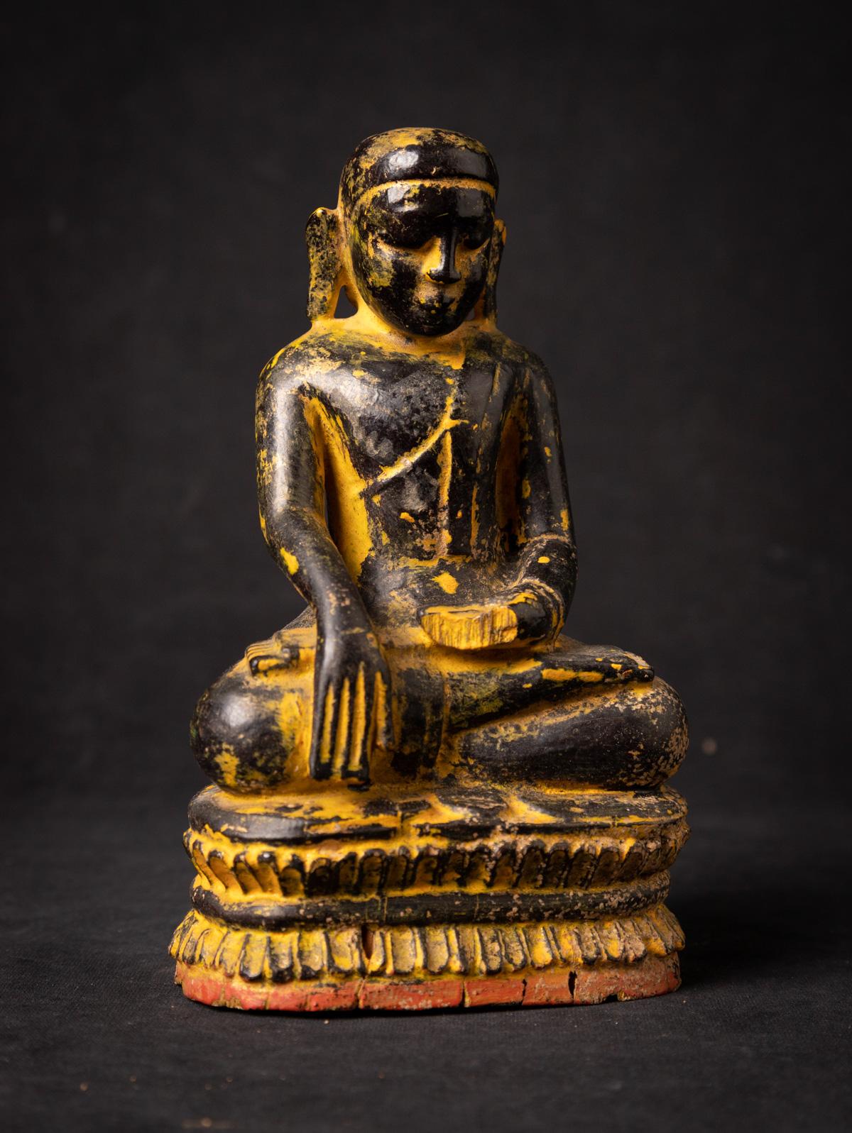 Antike burmesische Monk-Statue aus Holz im Ava-Stil aus dem 14. Jahrhundert  OriginalBuddhas im Angebot 12