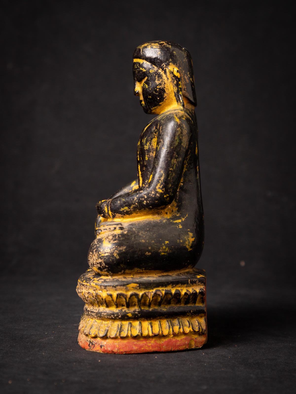 Antike burmesische Monk-Statue aus Holz im Ava-Stil aus dem 14. Jahrhundert  OriginalBuddhas im Angebot 15