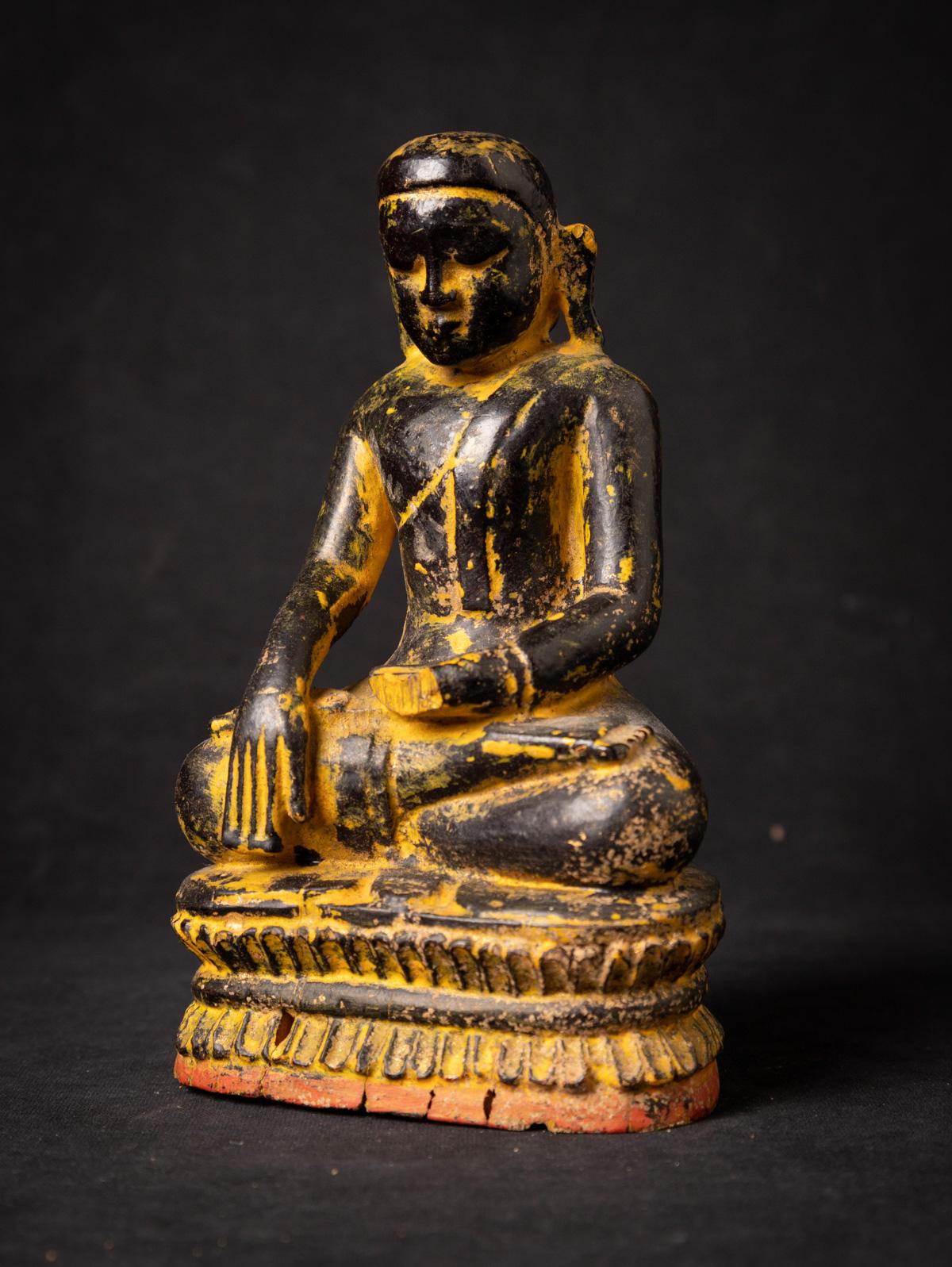 Antike burmesische Monk-Statue aus Holz im Ava-Stil aus dem 14. Jahrhundert  OriginalBuddhas im Angebot 16