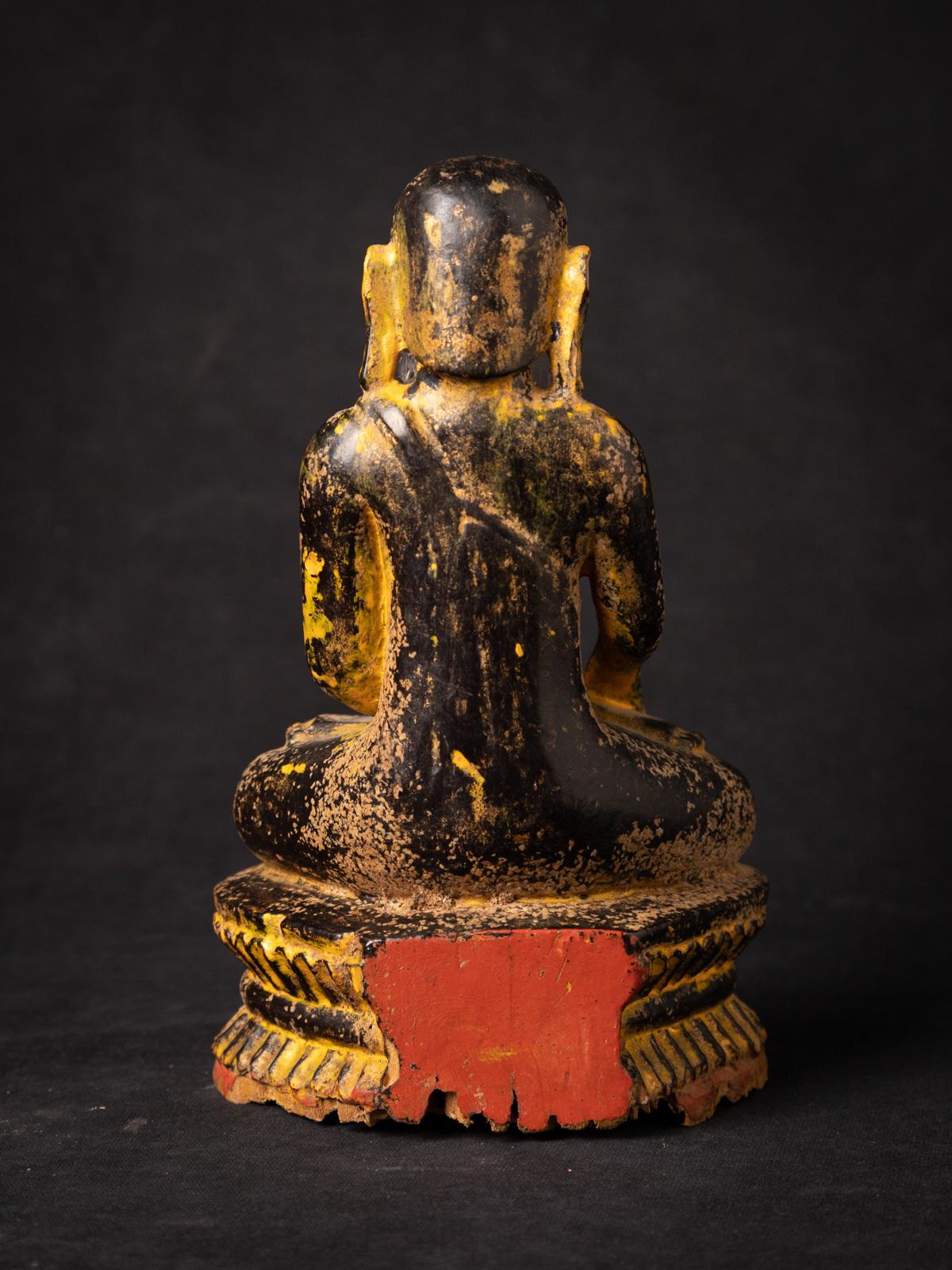 Antike burmesische Monk-Statue aus Holz aus dem 14. Jahrhundert – OriginalBuddhas im Zustand „Gut“ im Angebot in DEVENTER, NL