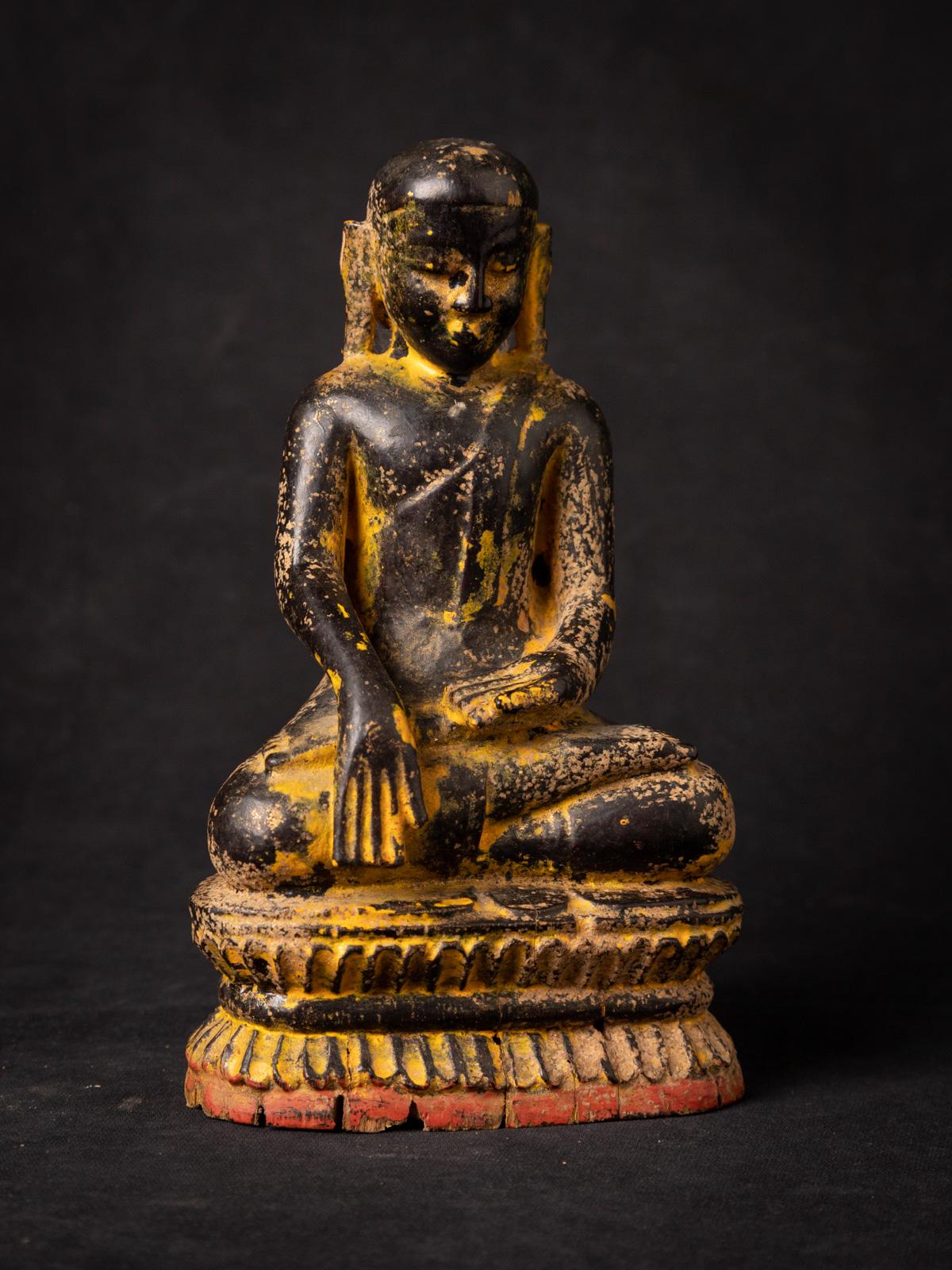 Antike burmesische Monk-Statue aus Holz aus dem 14. Jahrhundert – OriginalBuddhas im Angebot 1