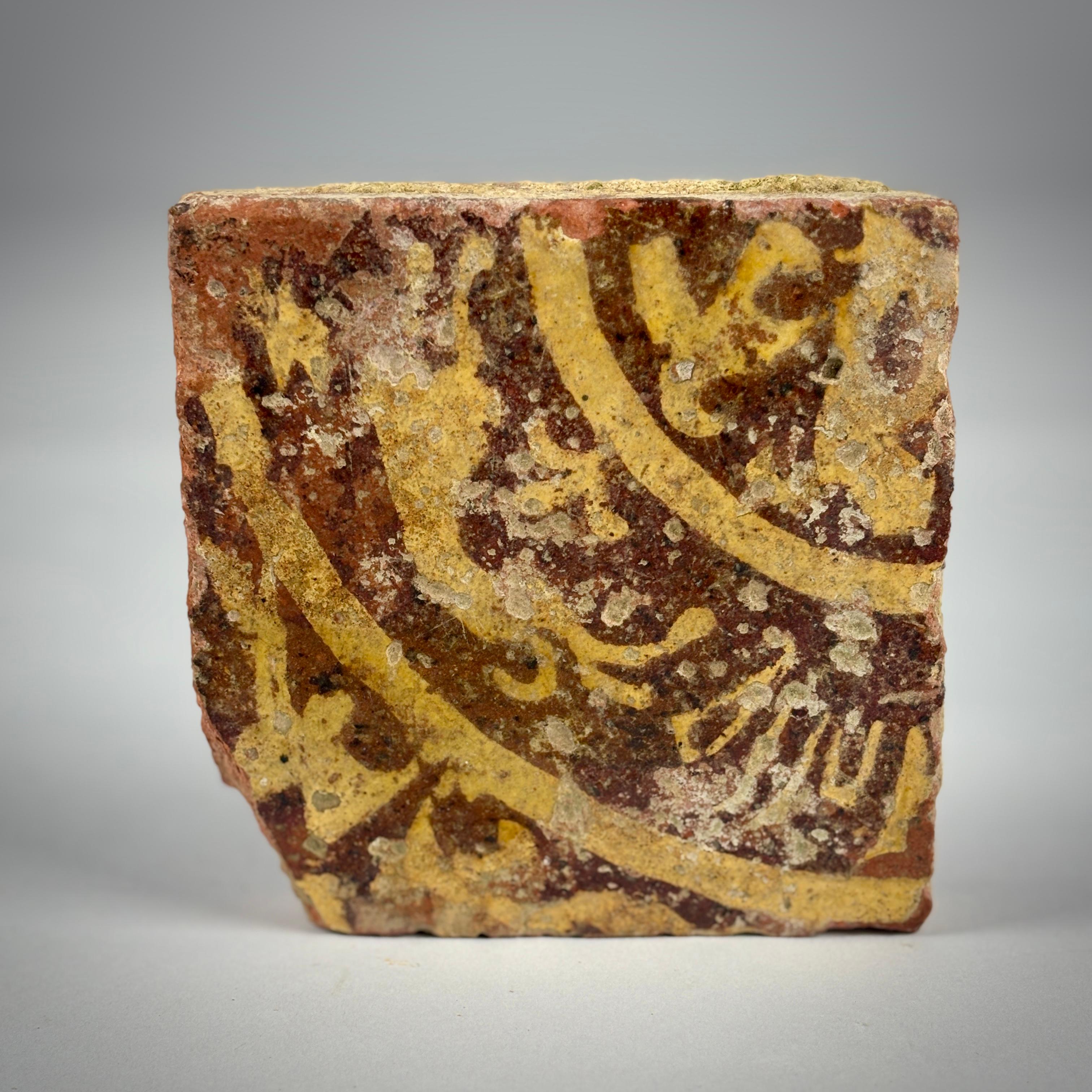 14th Century Medieval Encaustic Slip Glazed Floor Tile For Sale 5
