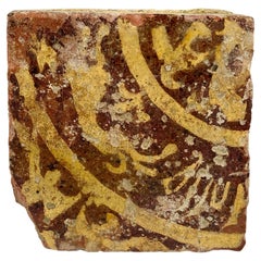 14th Century Medieval Encaustic Slip Glazed Floor Tile