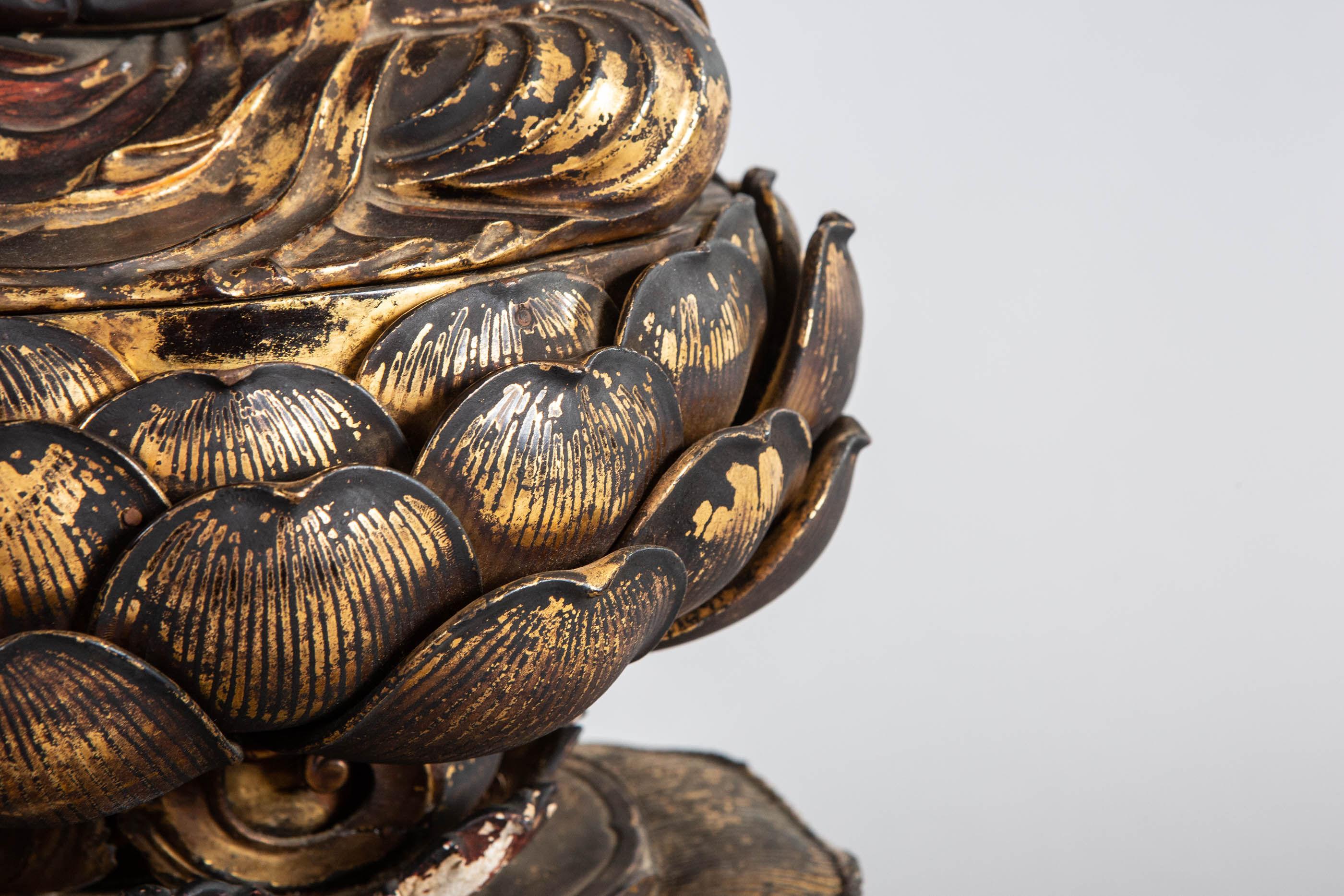 Gilt 14th Century, Muromachi Period, Japanese Gilded Amida Buddha