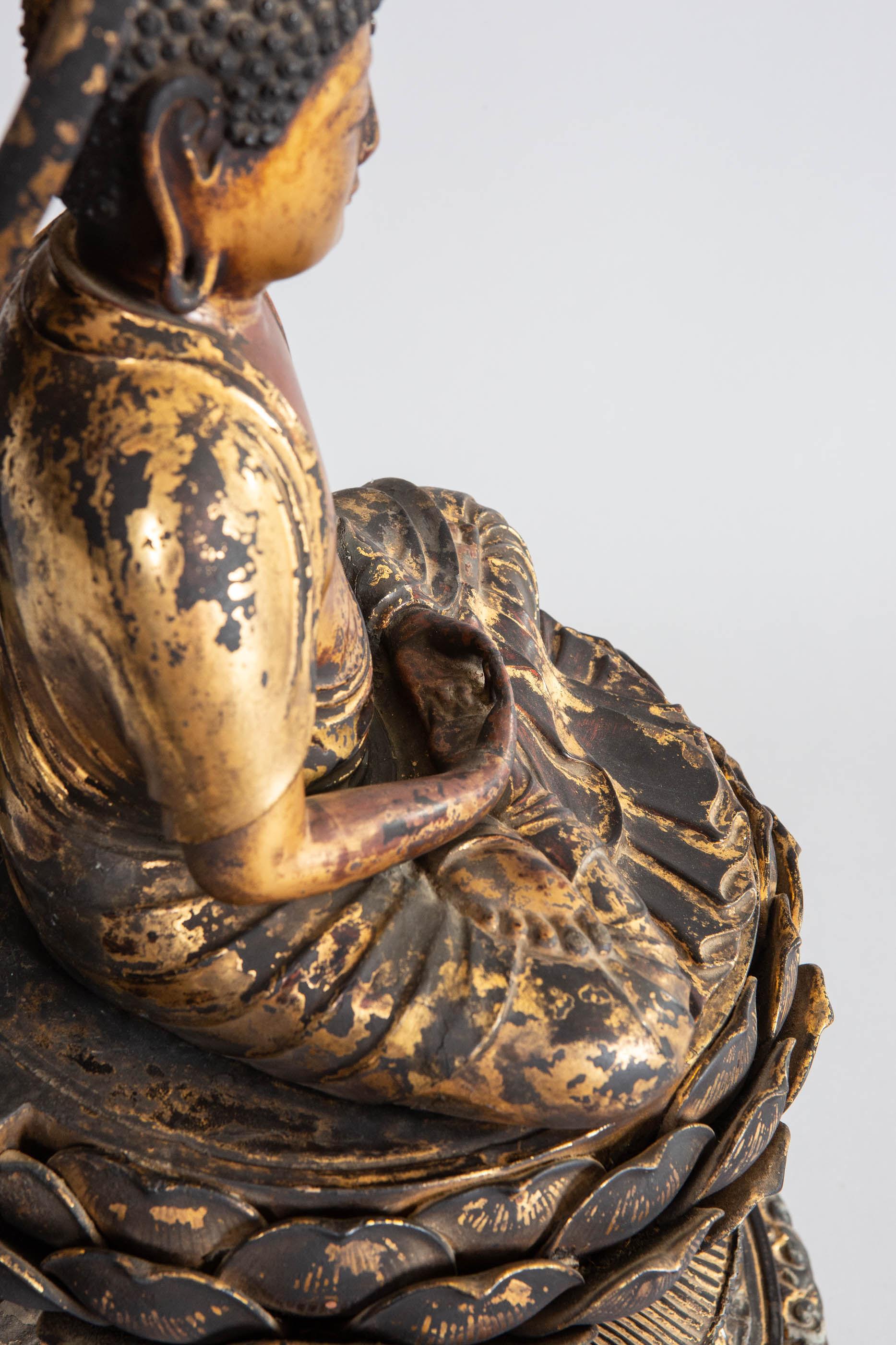 18th Century and Earlier 14th Century, Muromachi Period, Japanese Gilded Amida Buddha