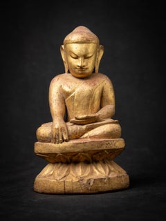 14th century - Pinya period Antique wooden Burmese Buddha statue from Burma