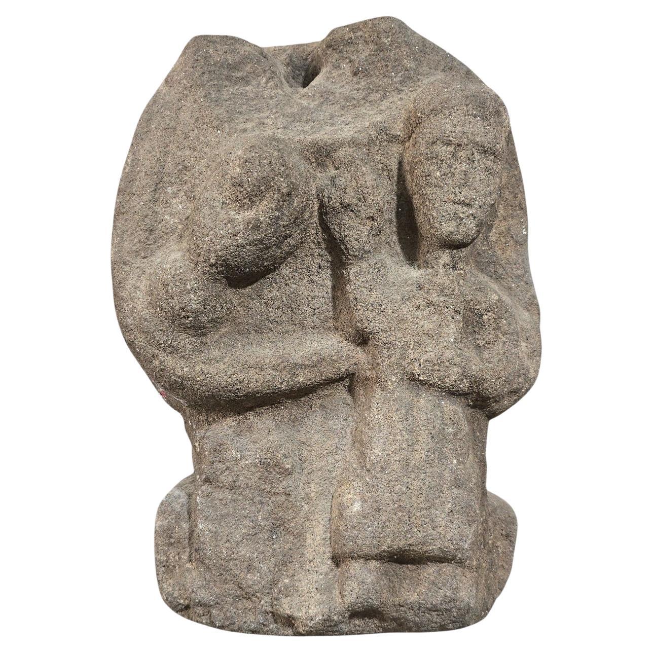 14th Century Romanesque Carved Stone Sculpture of the Virgin and Child For Sale