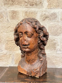 14th Century Sculpture of the Head of an Angel from East of France or Rhineland