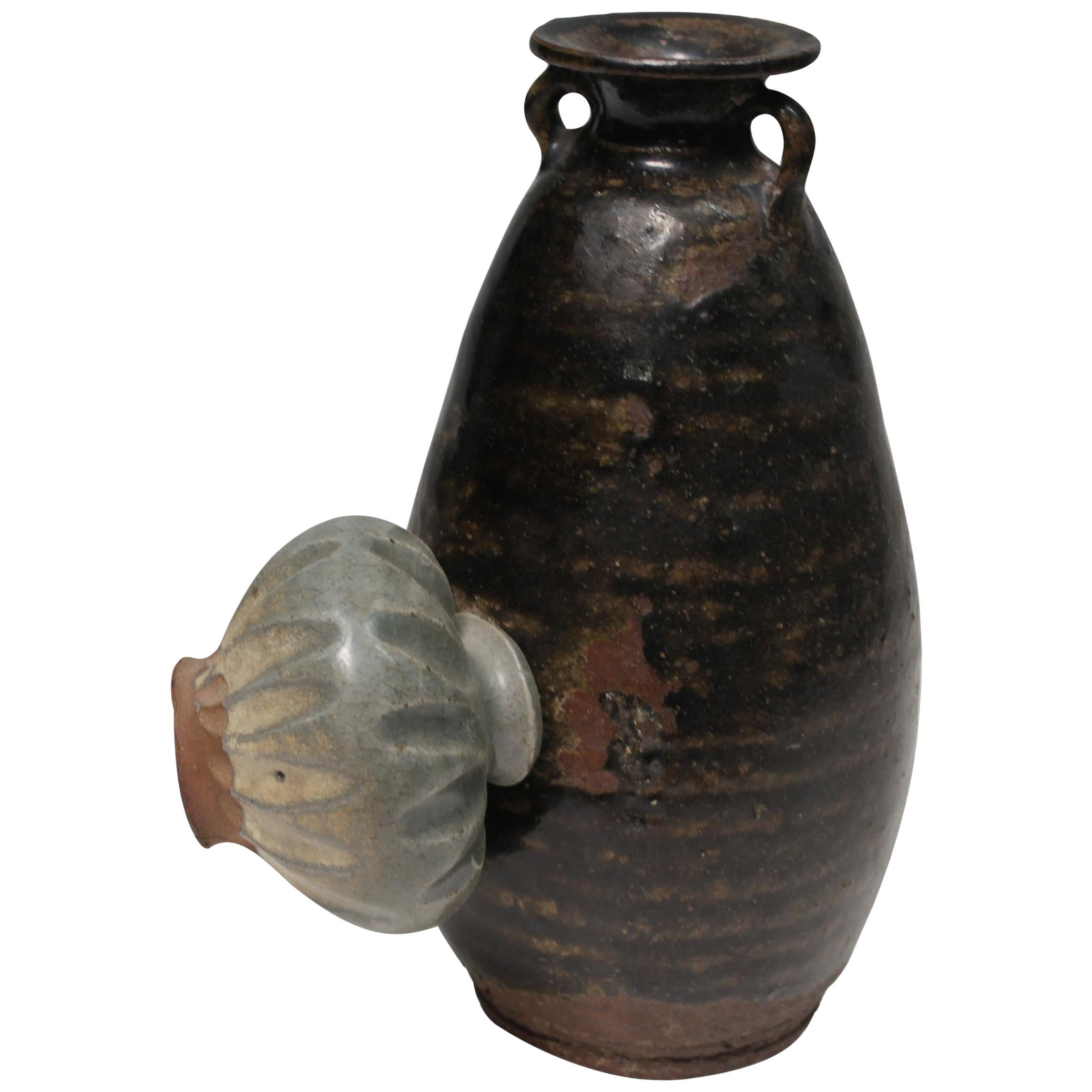 14th Century Sukhothai Ceramic Jar with Fused Pot For Sale
