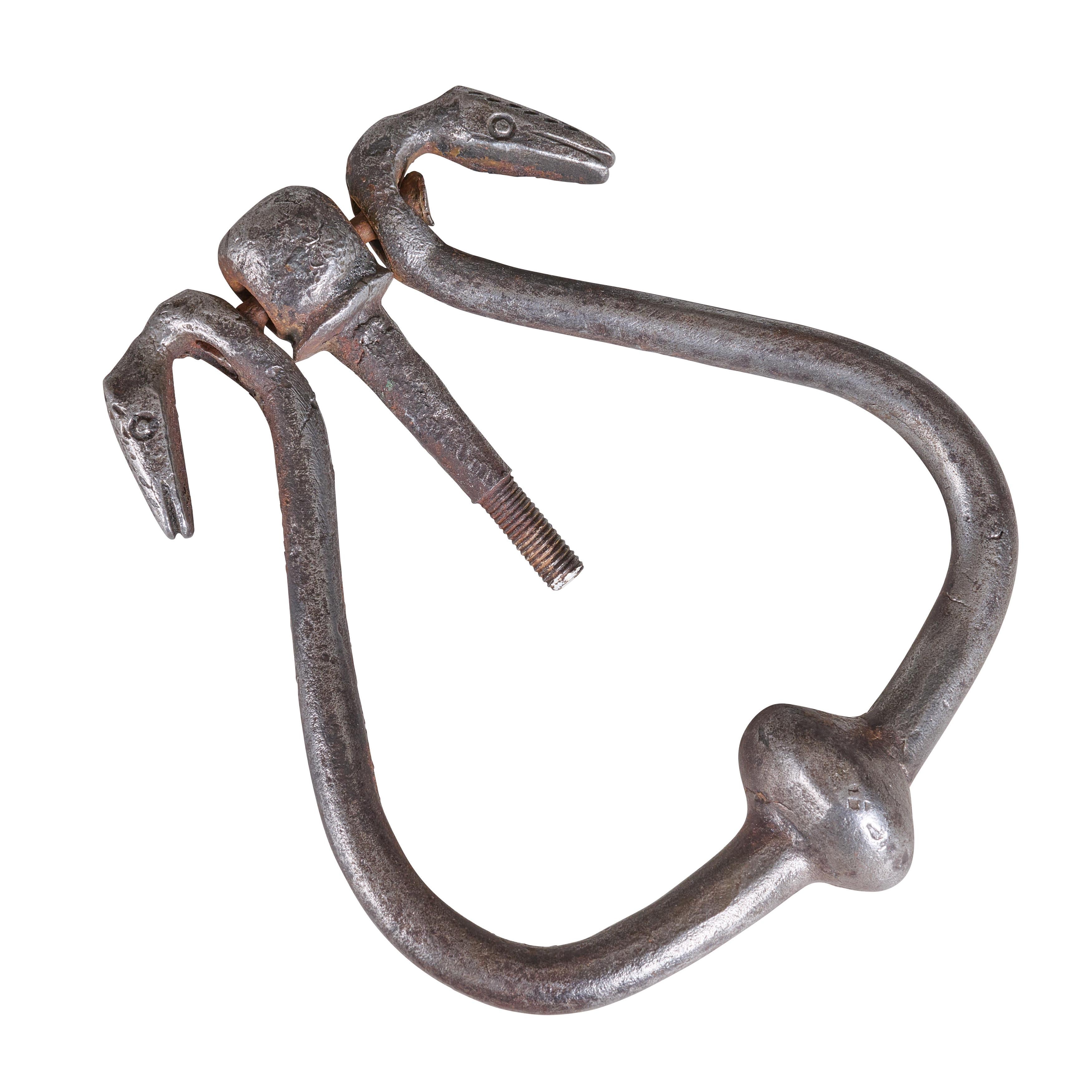14th century (that's old) wrought iron door knocker with serpent heads.

