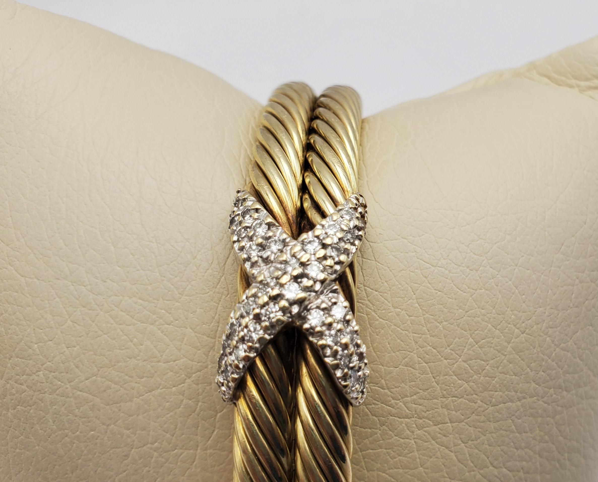 14TT Classic Double Cable Diamond Pave X Manschettenarmband 6