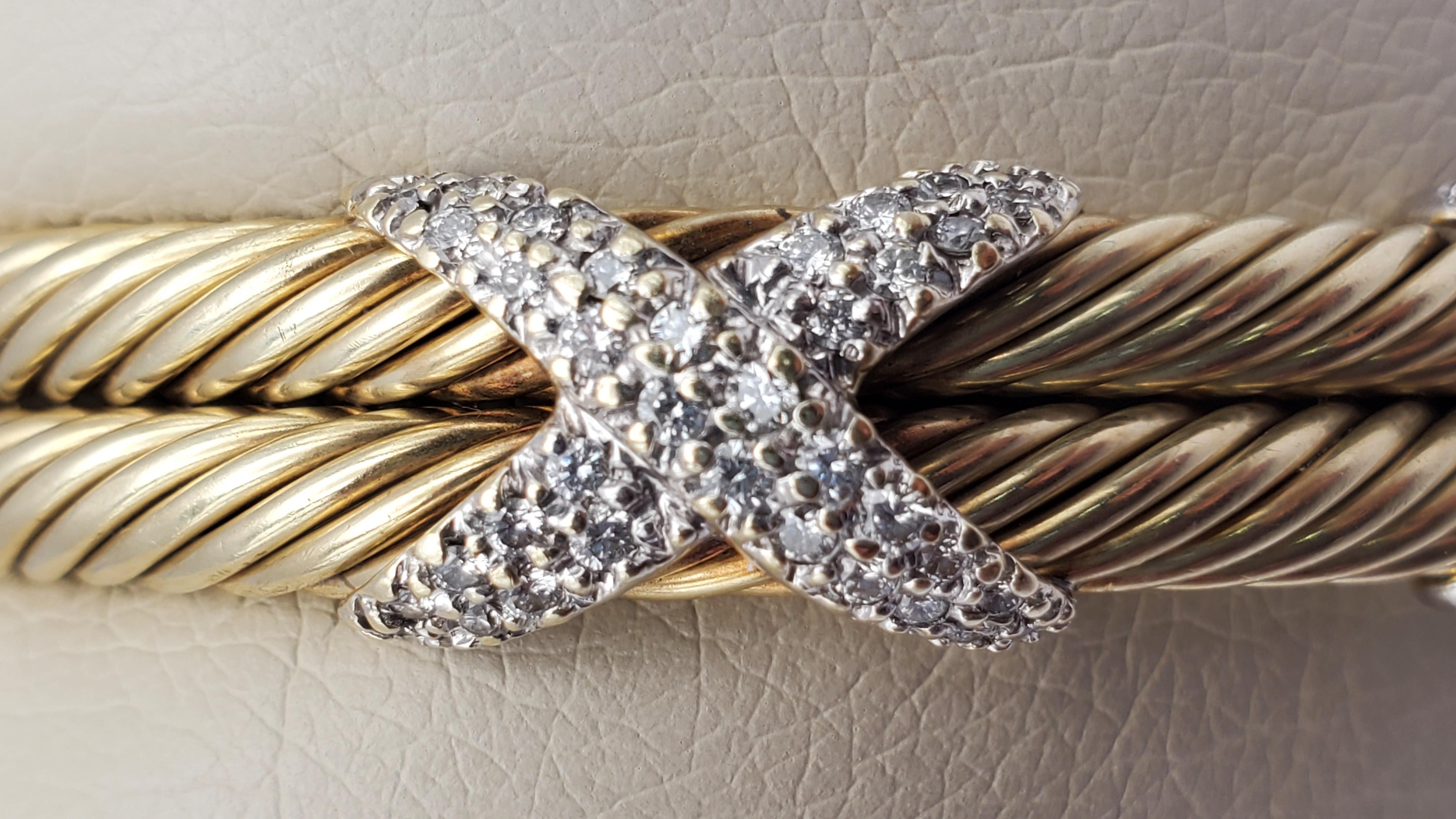 14TT Classic Double Cable Diamond Pave X Manschettenarmband 12