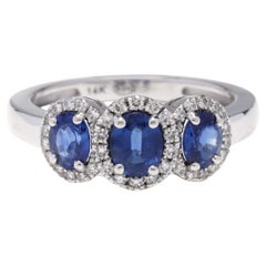 14W 3 Sapphire 
Diamond Halo Ring