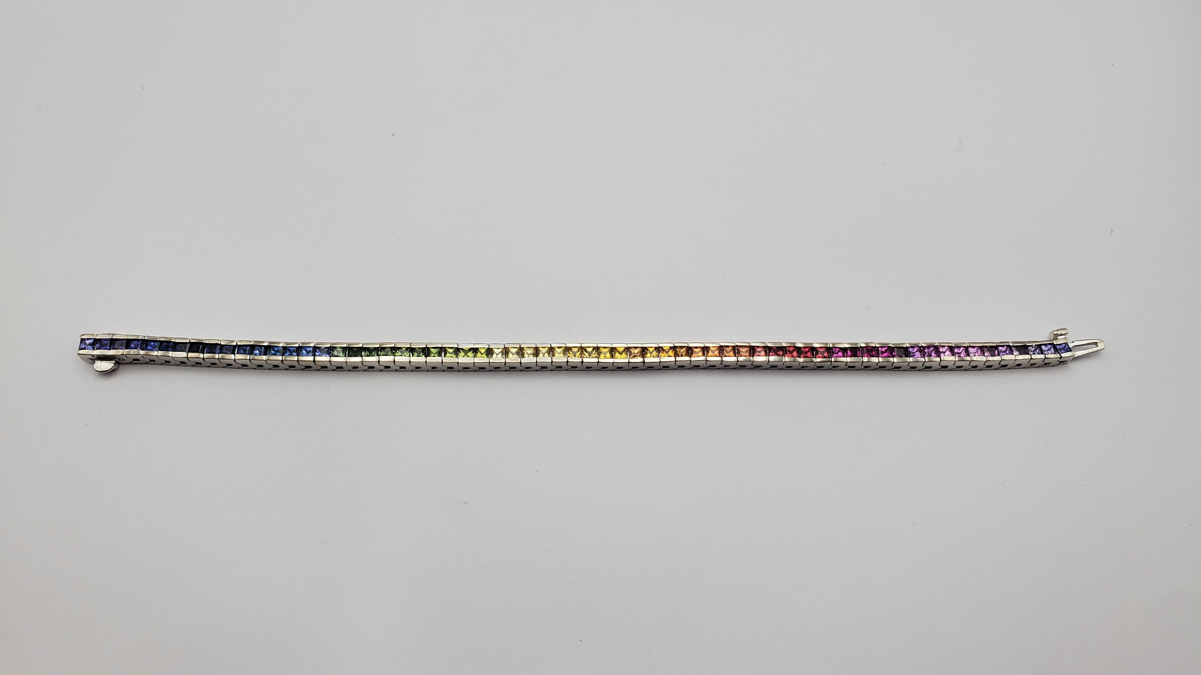 14W 6.0ctw Vibrant Multi-coloured Natural Sapphire/Ruby Rainbow Tennis Bracelet  Bon état - En vente à Pittsburgh, PA