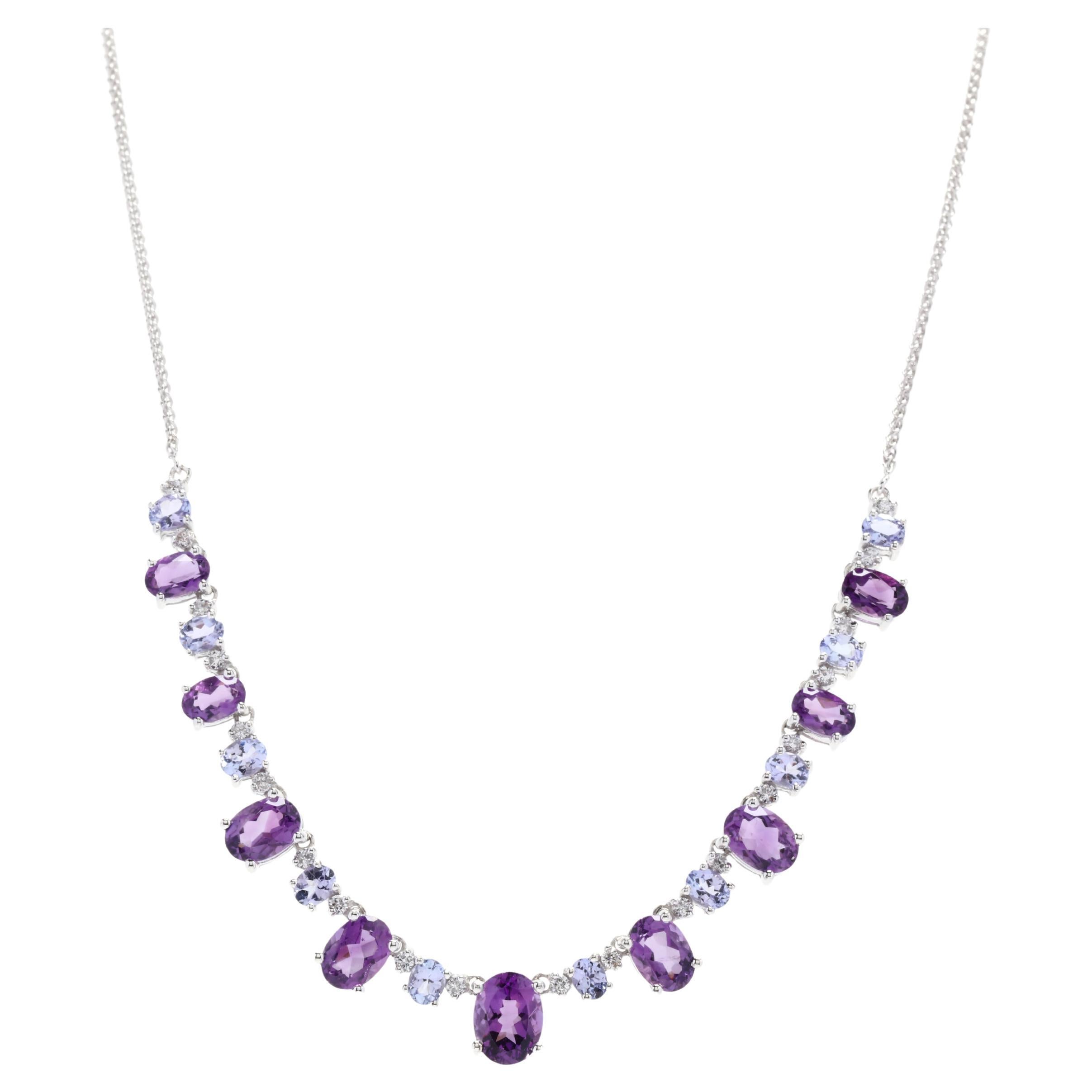 14W Amethyst, Tanzanite & Diamond Necklace