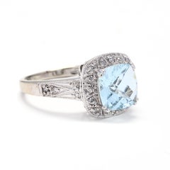 14W Aquamarine & Diamond Ring