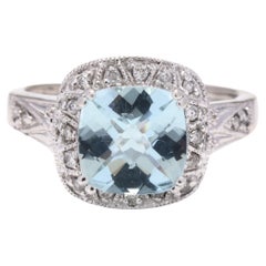 14W Aquamarine & Diamond Ring