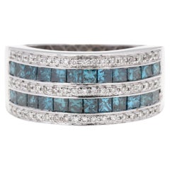 14W Blue & White Diamond Wide Band