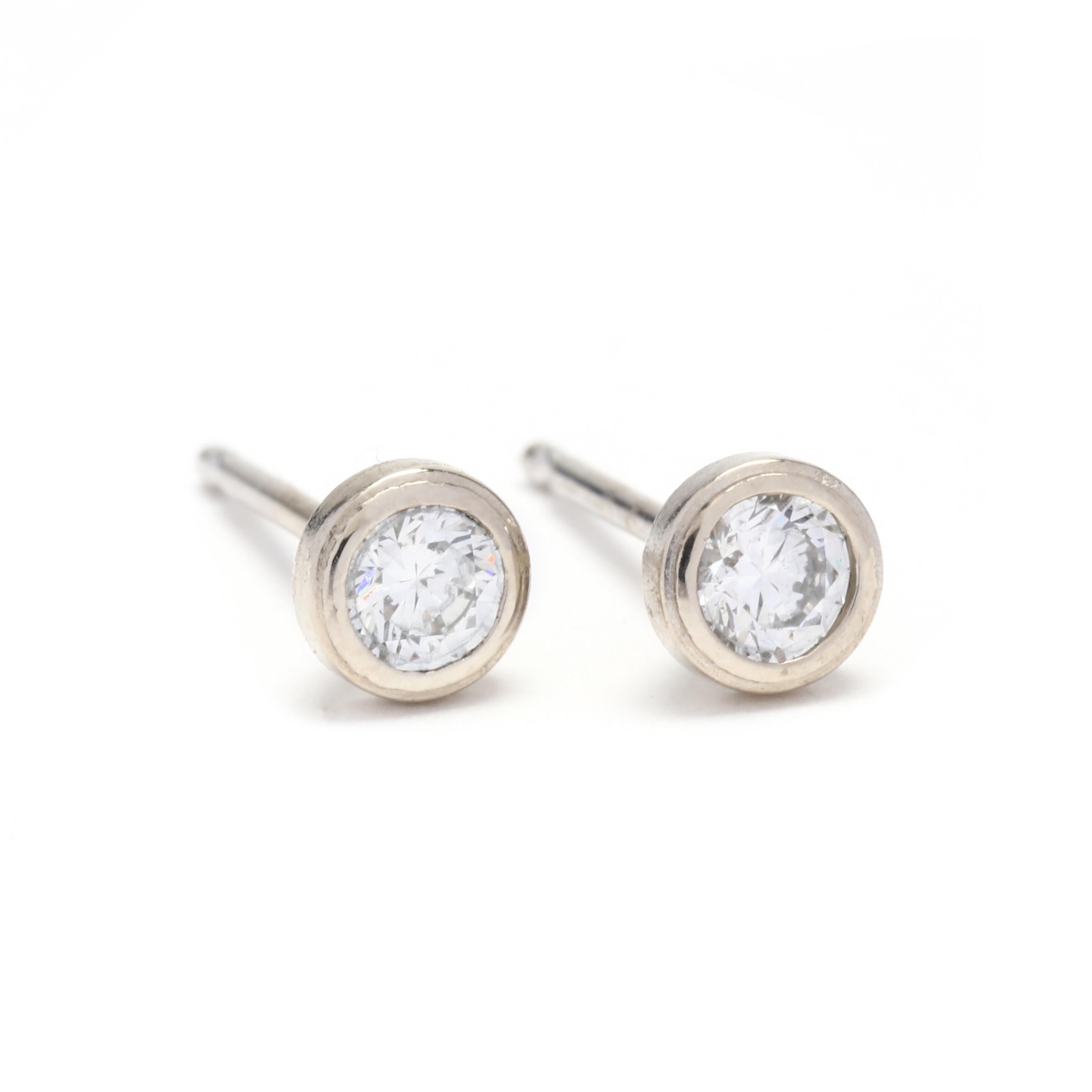 Women's or Men's 14W Diamond Bezel Studs For Sale