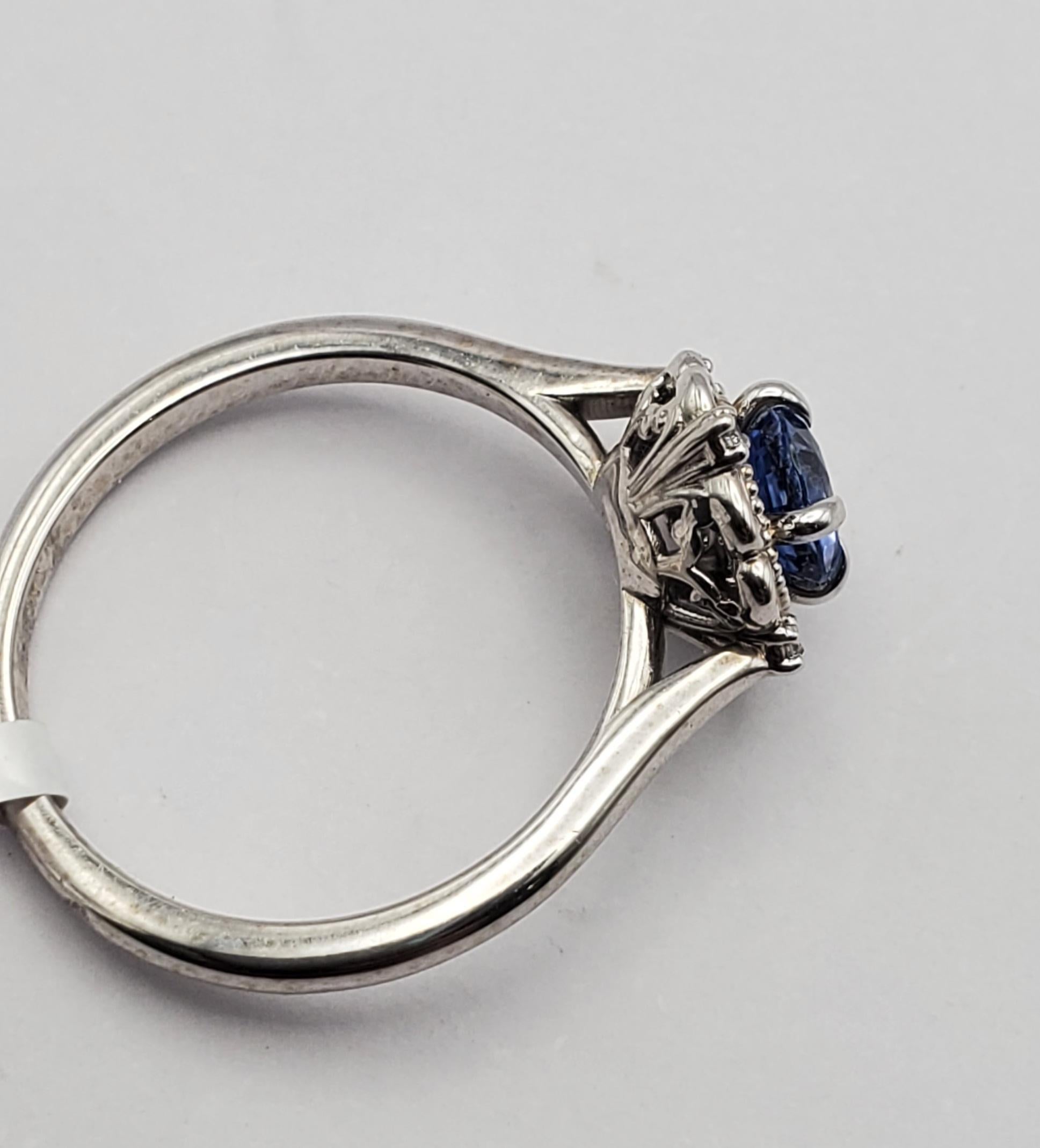 14W Natural Blue Sapphire & Diamond Vintage Style Ring For Sale 1