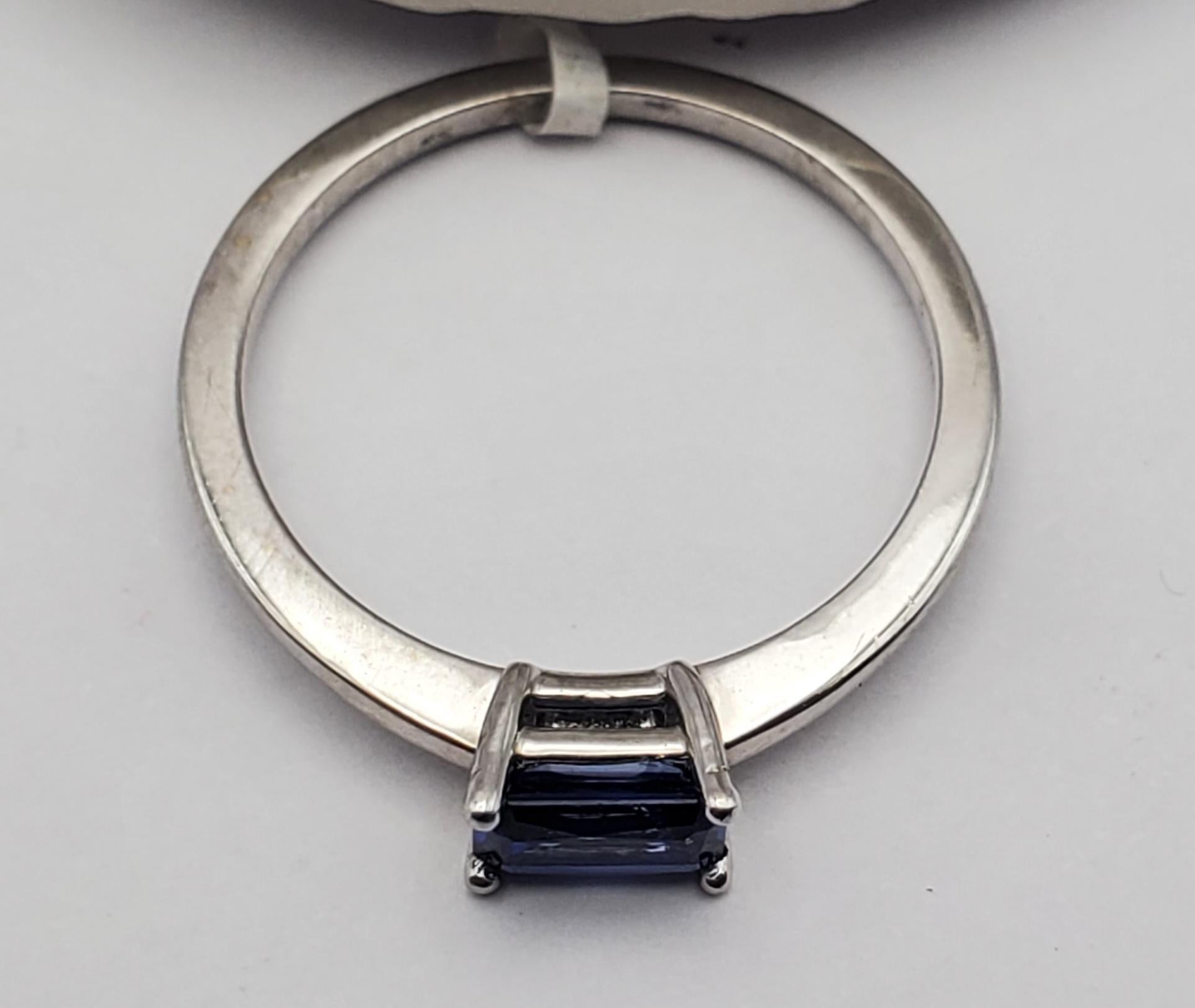 Women's or Men's 14W Natural Blue Sapphire East/West Solitaire Ring