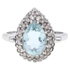 14W Pear Shape Aquamarine 
Diamond Ring
