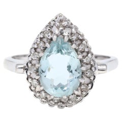 14W Pear Shape Aquamarine & Diamond Ring