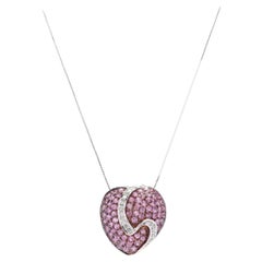 14W Pink Sapphire & Diamond Heart Necklace