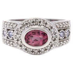 14W Pink Tourmaline, Purple Stone & Diamond Ring