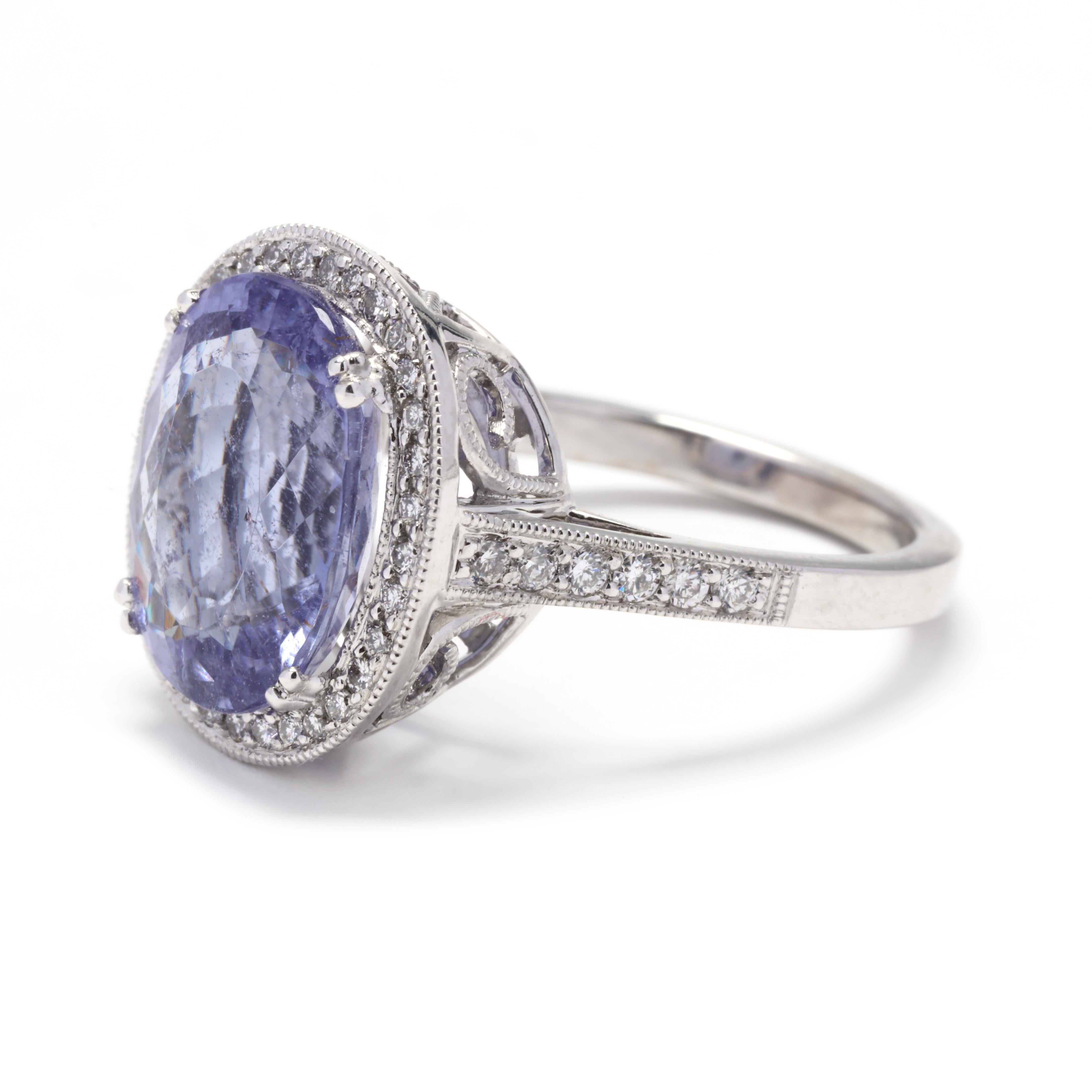 Oval Cut 14W Purple Tourmaline & Diamond Ring For Sale