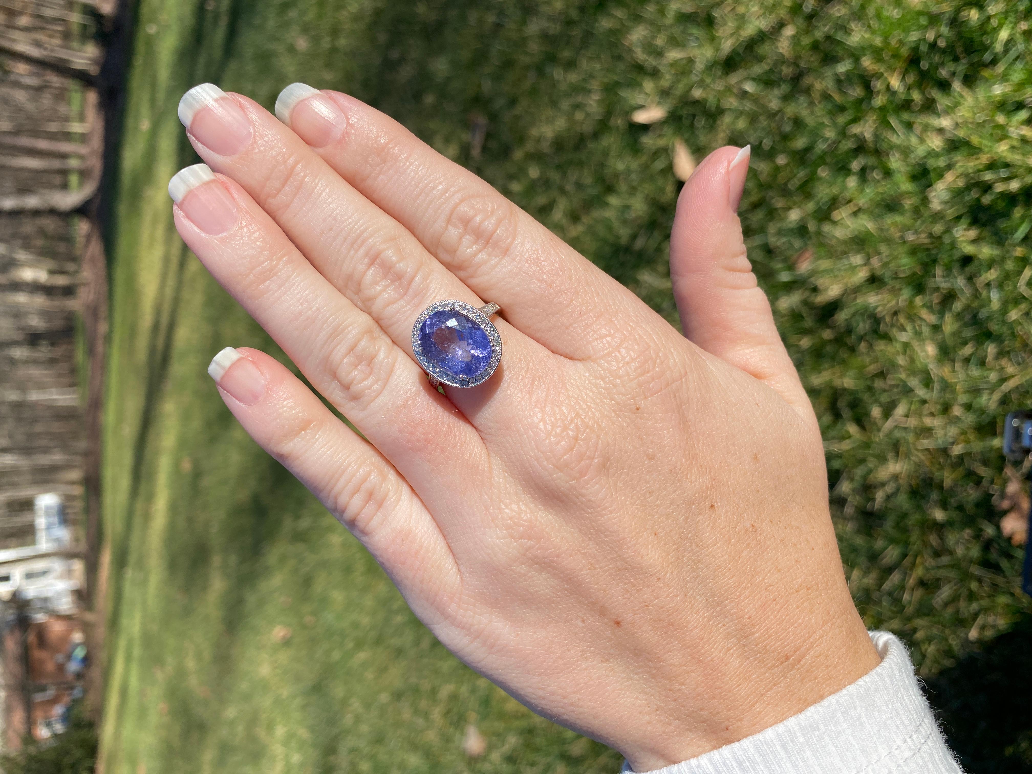 14W Purple Tourmaline & Diamond Ring For Sale 1
