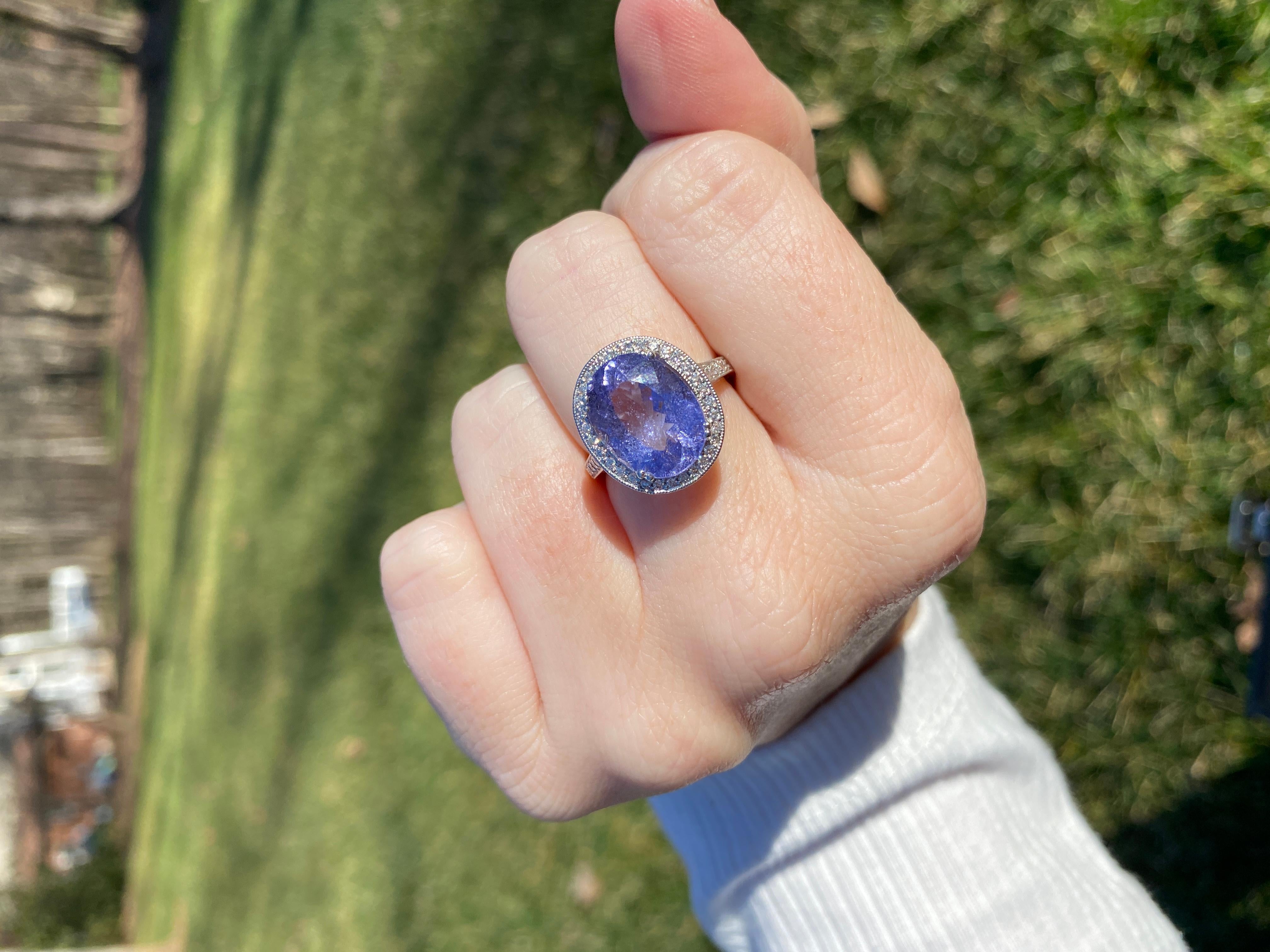 14W Purple Tourmaline & Diamond Ring For Sale 2