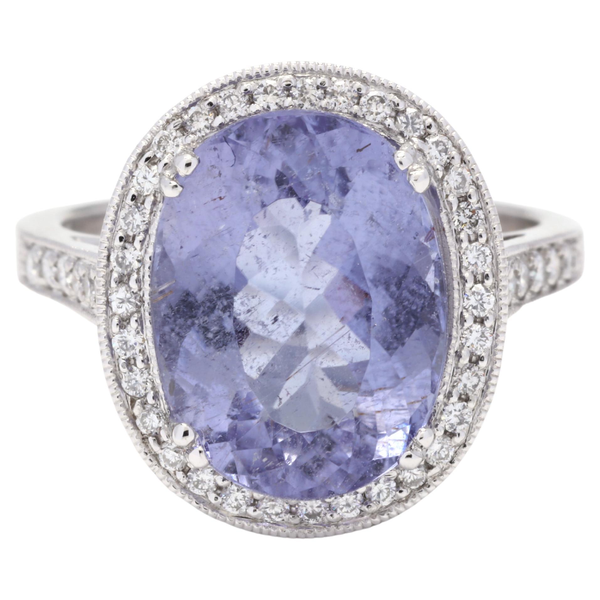 14W Purple Tourmaline & Diamond Ring For Sale