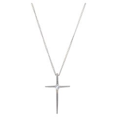 Vintage 14W Single Diamond Cross Necklace