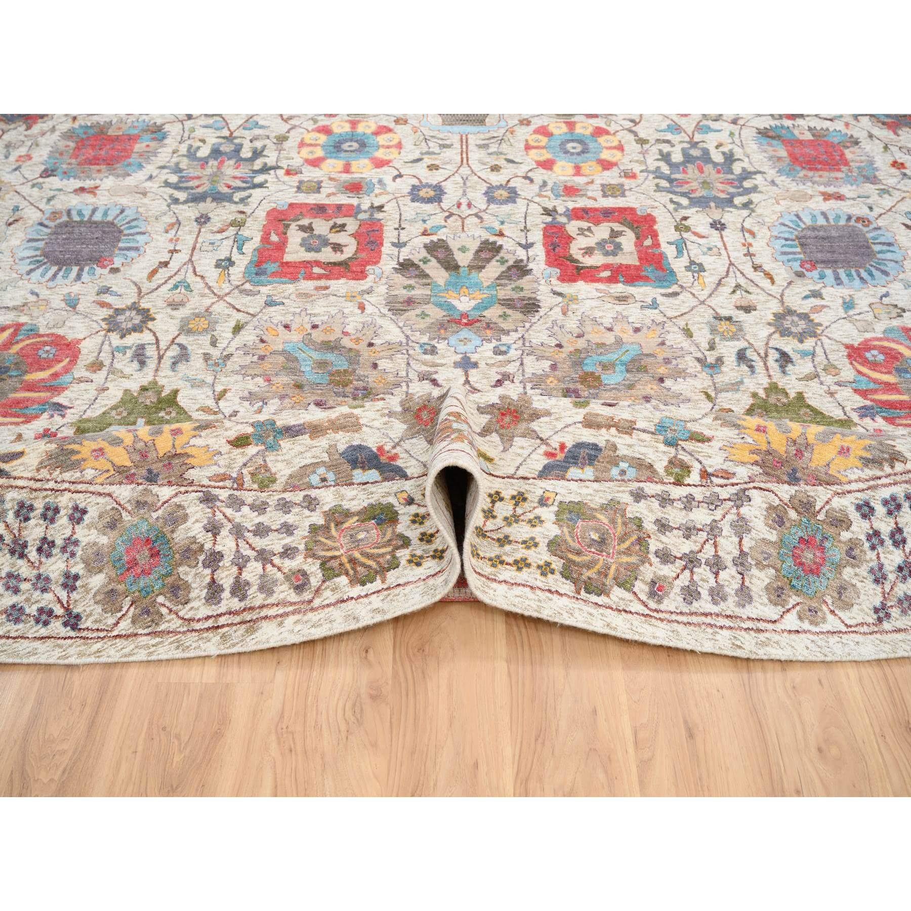 14'x14' Tappeto rotondo Tabriz colorato in seta con lana annodato a mano In condizioni Nuovo in vendita a Carlstadt, NJ