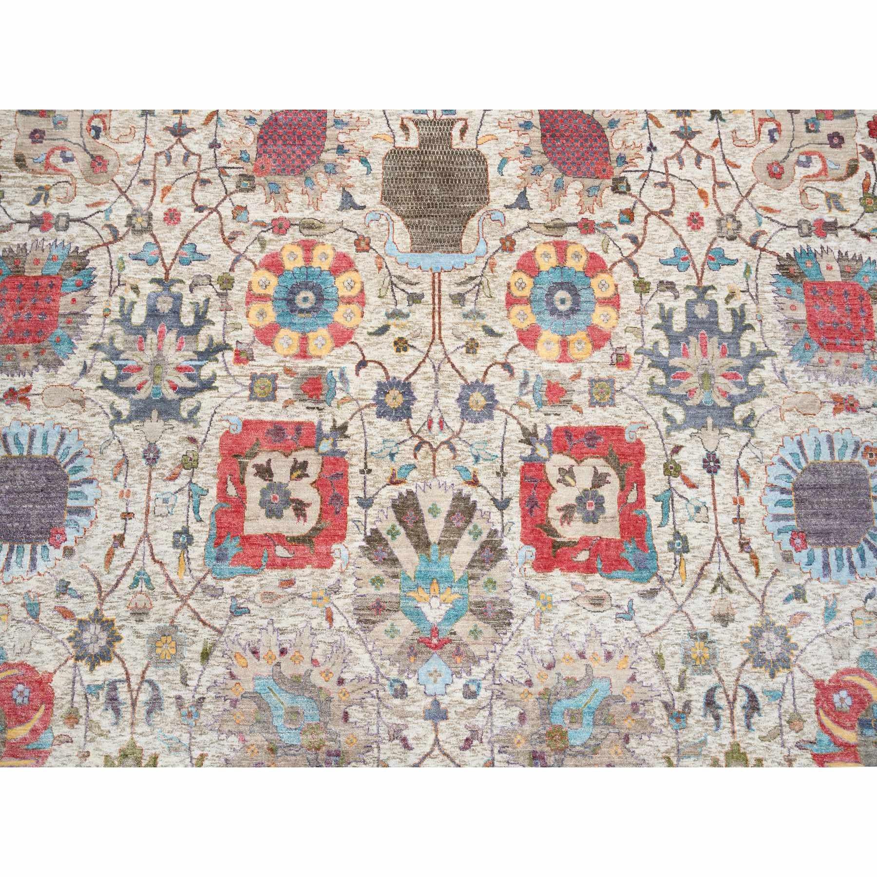 14'x14' Tappeto rotondo Tabriz colorato in seta con lana annodato a mano in vendita 1