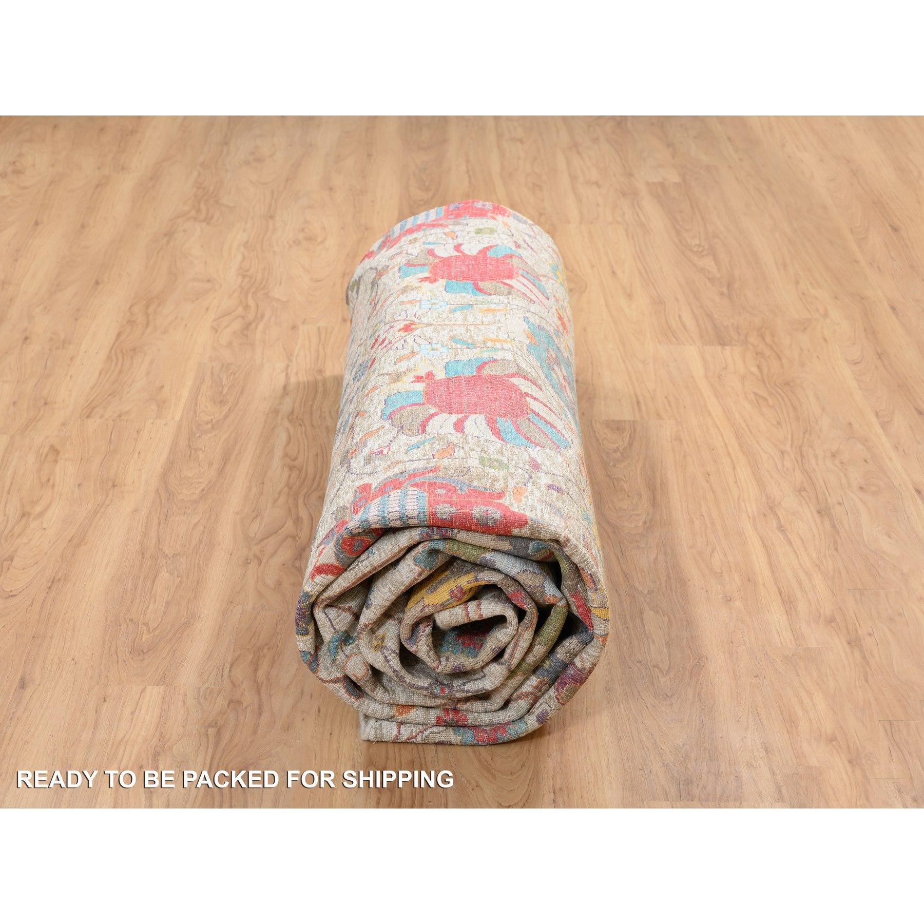 14'x14' Tappeto rotondo Tabriz colorato in seta con lana annodato a mano in vendita 2